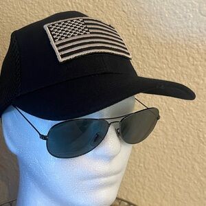 Black Cap with American Flag Patch